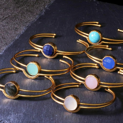 バングル ブレスレット 天然石 ラウンド レイヤード アンリファインド ANTICO ABR001