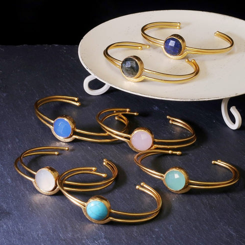 バングル ブレスレット 天然石 ラウンド レイヤード アンリファインド ANTICO ABR001