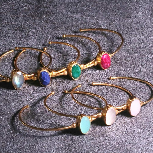 バングル ブレスレット 天然石 オーバル アンリファインド ANTICO ABR002