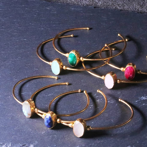 バングル ブレスレット 天然石 オーバル アンリファインド ANTICO ABR002