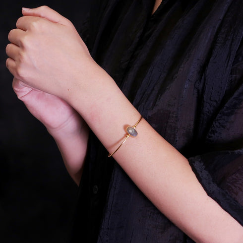 バングル ブレスレット 天然石 オーバル アンリファインド ANTICO ABR002