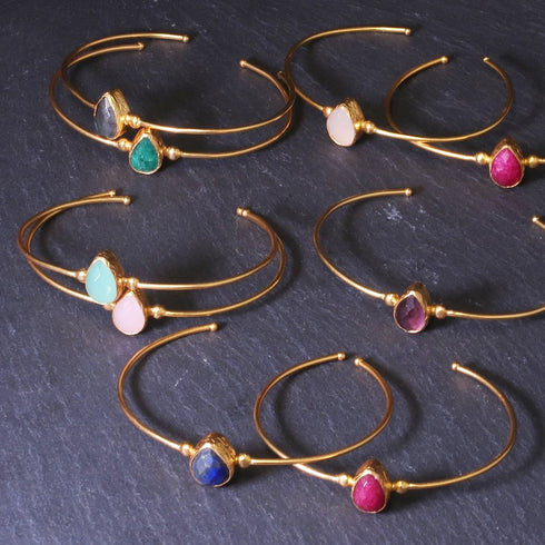 バングル ブレスレット 天然石 ティアドロップ アンリファインド ANTICO ABR003