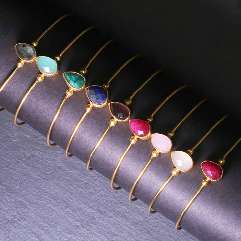 バングル ブレスレット 天然石 ティアドロップ アンリファインド ANTICO ABR003