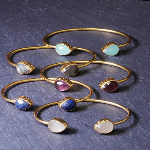 バングル ブレスレット 天然石 ティアドロップ アンリファインド ANTICO ABR005