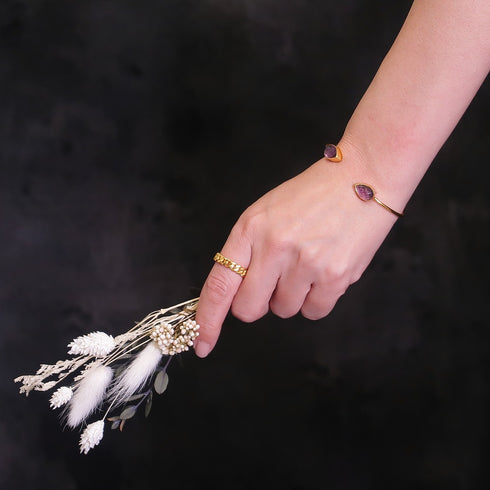 バングル ブレスレット 天然石 ティアドロップ アンリファインド ANTICO ABR005