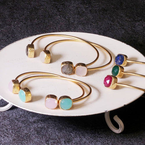 バングル ブレスレット 天然石 スクエア アンリファインド ANTICO ABR006