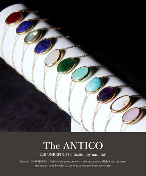ブレスレット 天然石 オーバル チェーン アンリファインド ANTICO ABR008