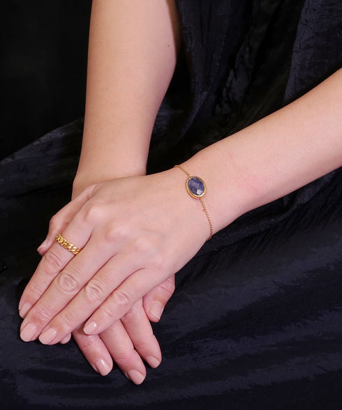 ブレスレット 天然石 オーバル チェーン アンリファインド ANTICO ABR008