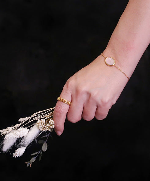 ブレスレット 天然石 オーバル チェーン アンリファインド ANTICO ABR008