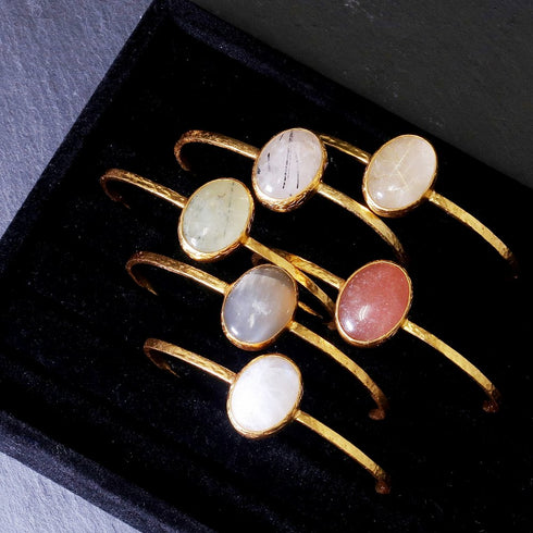 バングル ブレスレット 天然石 オーバル アンリファインド ANTICO ABR010