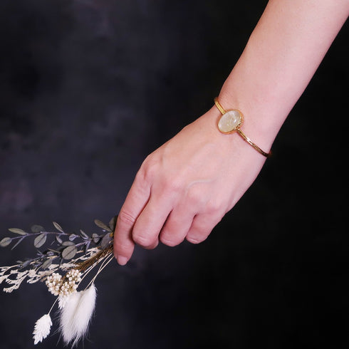 バングル ブレスレット 天然石 オーバル アンリファインド ANTICO ABR010