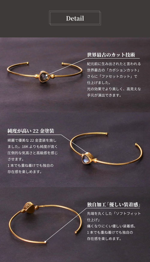 バングル ブレスレット 天然石 トリリアント 三角 アンリファインド ANTICO ABR015