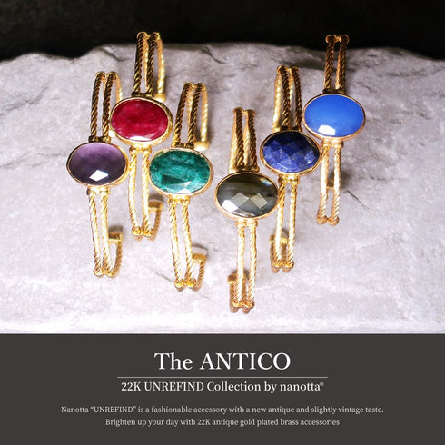 バングル ブレスレット 天然石 オーバル ロープ ツイスト チェーン レイヤード アンリファインド ANTICO ABR016