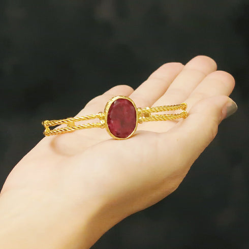 バングル ブレスレット 天然石 オーバル ロープ ツイスト チェーン レイヤード アンリファインド ANTICO ABR016