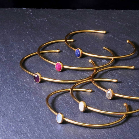 バングル ブレスレット 天然石 オーバル アンリファインド ANTICO ABR017