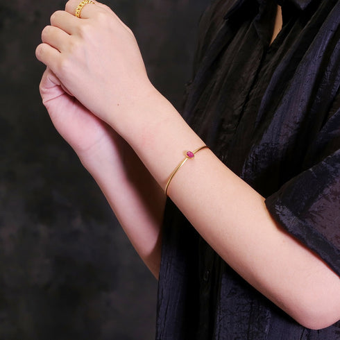 バングル ブレスレット 天然石 オーバル アンリファインド ANTICO ABR017