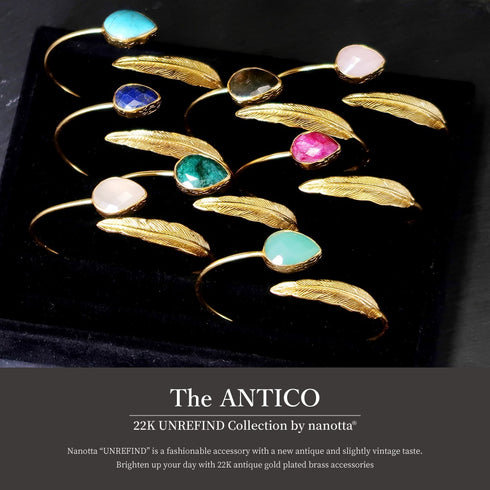 バングル ブレスレット 天然石 ティアドロップ フェザー アンリファインド ANTICO ABR020