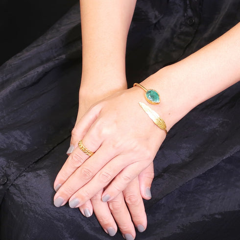 バングル ブレスレット 天然石 ティアドロップ フェザー アンリファインド ANTICO ABR020