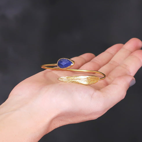 バングル ブレスレット 天然石 ティアドロップ フェザー アンリファインド ANTICO ABR020