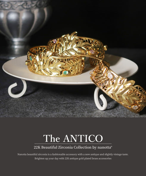 バングル ブレスレット オーバル レース 透かし リーフ ビューティフルジルコニア ANTICO ABR038