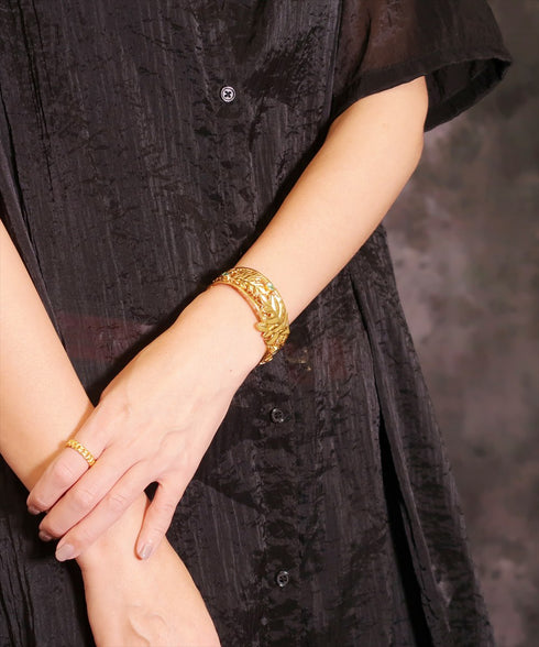 バングル ブレスレット オーバル レース 透かし リーフ ビューティフルジルコニア ANTICO ABR038