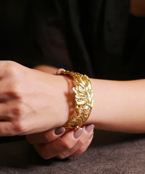 バングル ブレスレット オーバル レース 透かし リーフ ビューティフルジルコニア ANTICO ABR038