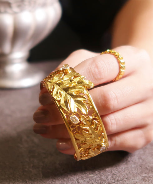 バングル ブレスレット オーバル レース 透かし リーフ ビューティフルジルコニア ANTICO ABR038