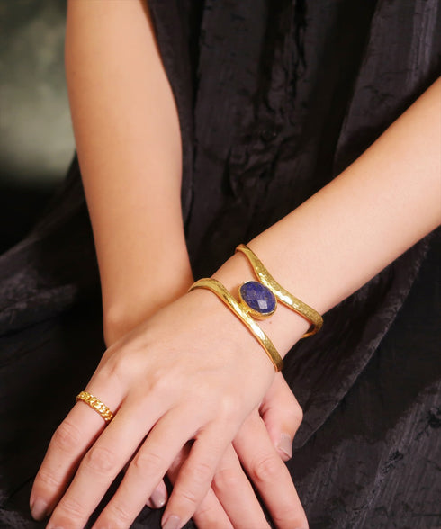 バングル ブレスレット 天然石 オーバル アンリファインド ANTICO ABR043