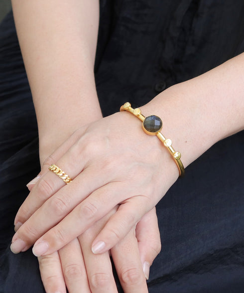 バングル ブレスレット 天然石 パール ラウンド アンリファインド ANTICO ABR044