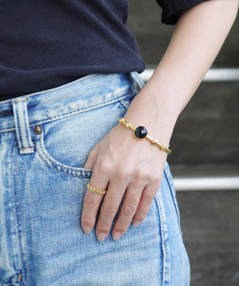 バングル ブレスレット 天然石 パール ラウンド アンリファインド ANTICO ABR044