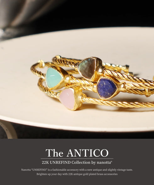 バングル ブレスレット 天然石 トリリアント ロープ ツイスト チェーン 三角 アンリファインド ANTICO ABR051