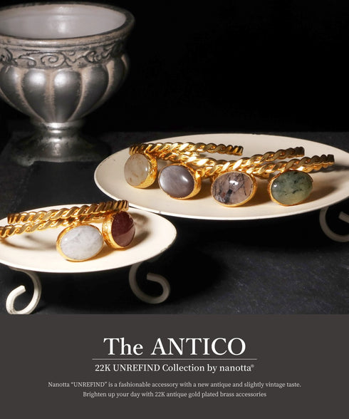 バングル ブレスレット 天然石 オーバル チェーン アンリファインド ANTICO ABR055