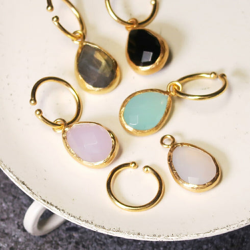 イヤーカフ 天然石 ティアドロップ アンリファインド ANTICO AEC001