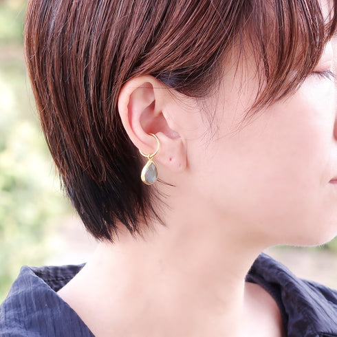 イヤーカフ 天然石 ティアドロップ アンリファインド ANTICO AEC001