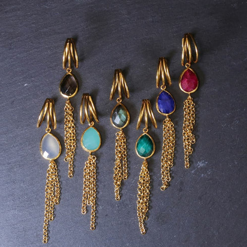 イヤーカフ 天然石 ティアドロップ チェーン アンリファインド ANTICO AEC017