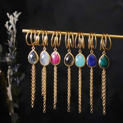 イヤーカフ 天然石 ティアドロップ チェーン アンリファインド ANTICO AEC017