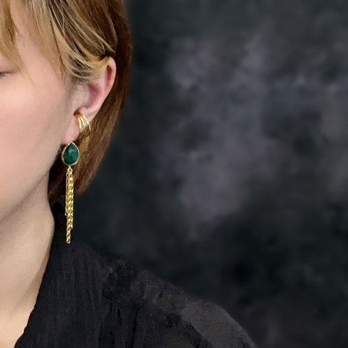 イヤーカフ 天然石 ティアドロップ チェーン アンリファインド ANTICO AEC017