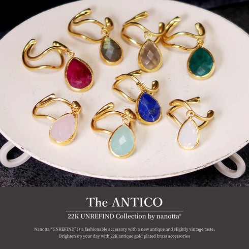イヤーカフ 天然石 ティアドロップ アンリファインド ANTICO AEC019