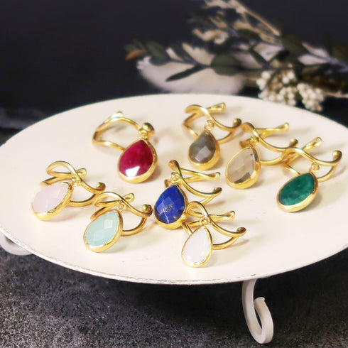 イヤーカフ 天然石 ティアドロップ アンリファインド ANTICO AEC019