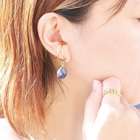 イヤーカフ 天然石 ティアドロップ アンリファインド ANTICO AEC019