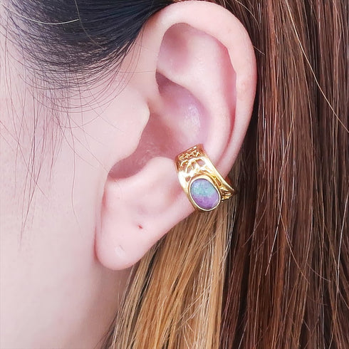 イヤーカフ 天然石 オーバル アンリファインド ANTICO AEC020