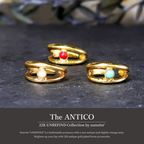 イヤーカフ 天然石 パール ラウンド アンリファインド ANTICO AEC021