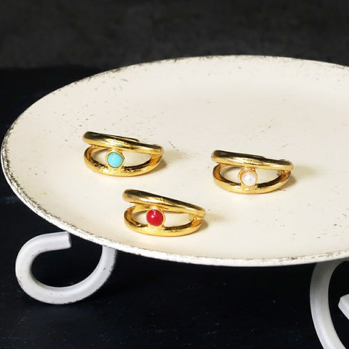 イヤーカフ 天然石 パール ラウンド アンリファインド ANTICO AEC021