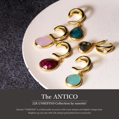 イヤーカフ 天然石 ティアドロップ アンリファインド ANTICO AEC023