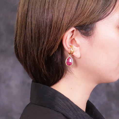 イヤーカフ 天然石 ティアドロップ アンリファインド ANTICO AEC023