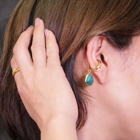 イヤーカフ 天然石 ティアドロップ アンリファインド ANTICO AEC023