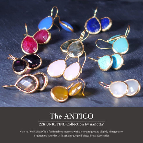 ピアス 天然石 ティアドロップ フック アンリファインド ANTICO AER001
