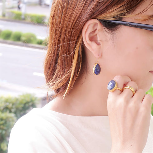 ピアス 天然石 ティアドロップ フック アンリファインド ANTICO AER001