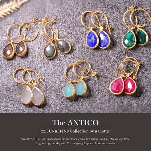 ピアス 天然石 ティアドロップ フープ アンリファインド ANTICO AER002