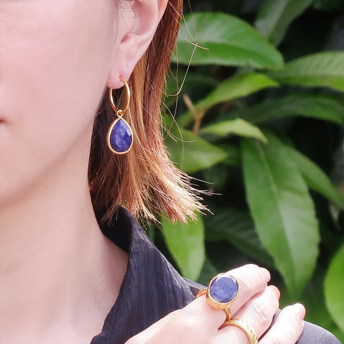 ピアス 天然石 ティアドロップ フープ アンリファインド ANTICO AER002